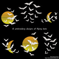 Halloween flying bats embroidery designs