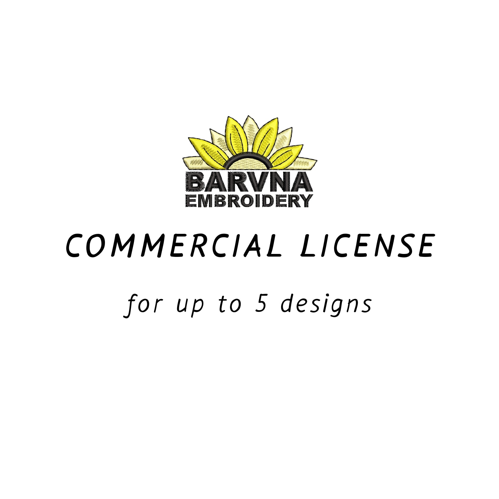Commercial licenses for machine embroidery designs by BarvnaEmbroidery