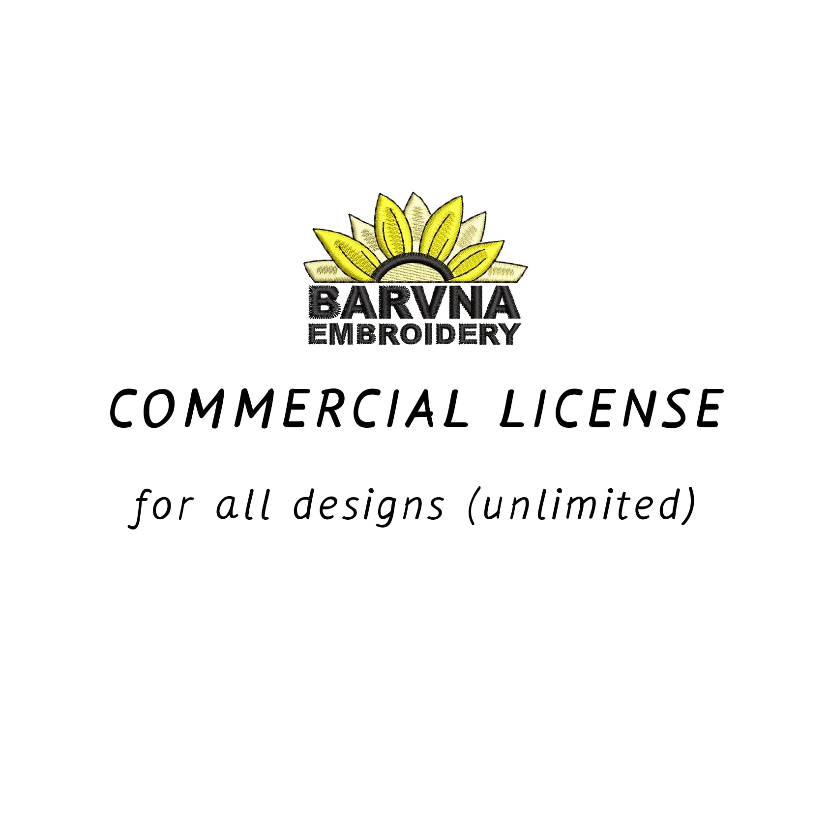 Commercial licenses for machine embroidery designs by BarvnaEmbroidery