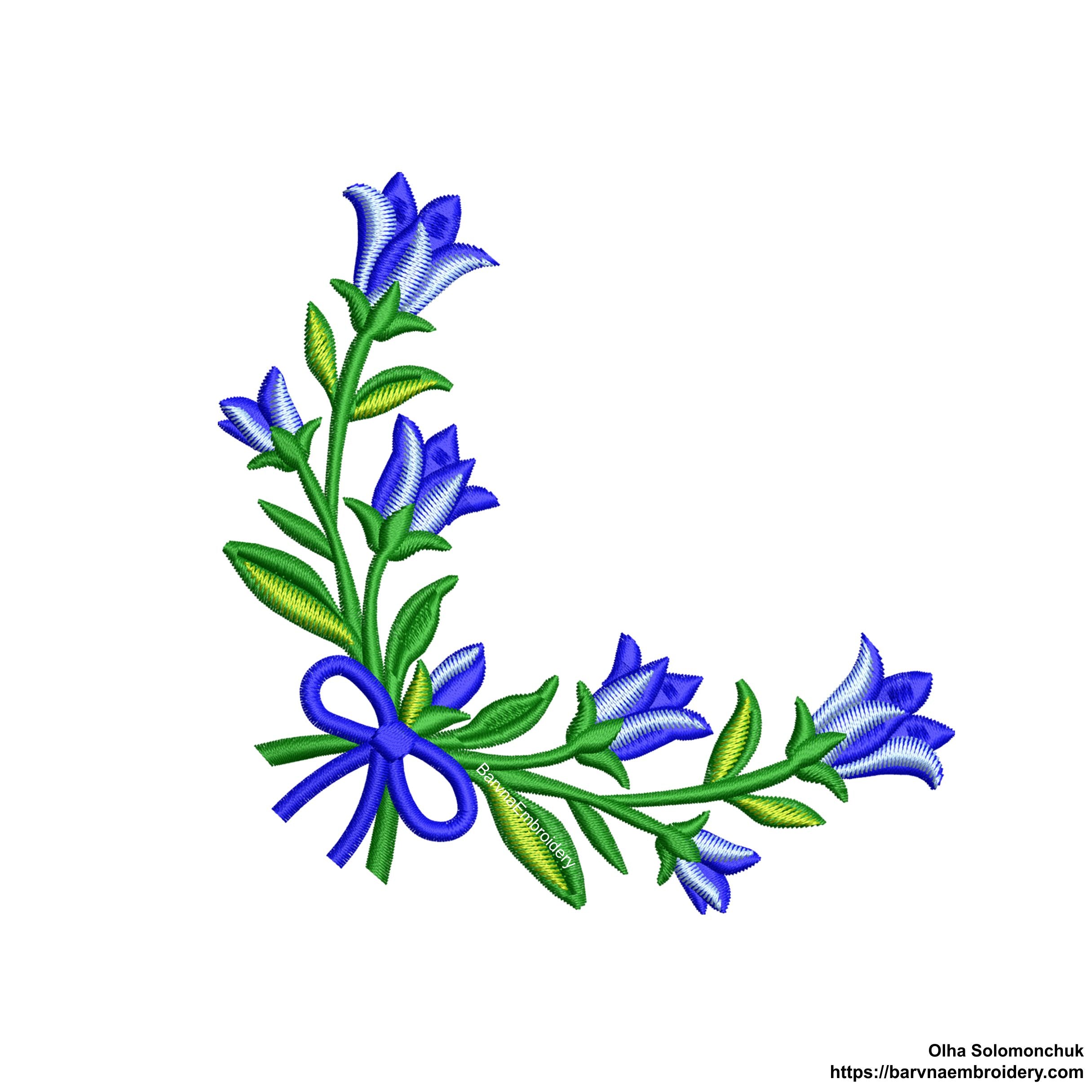 Bellflower Corner Machine Embroidery Design