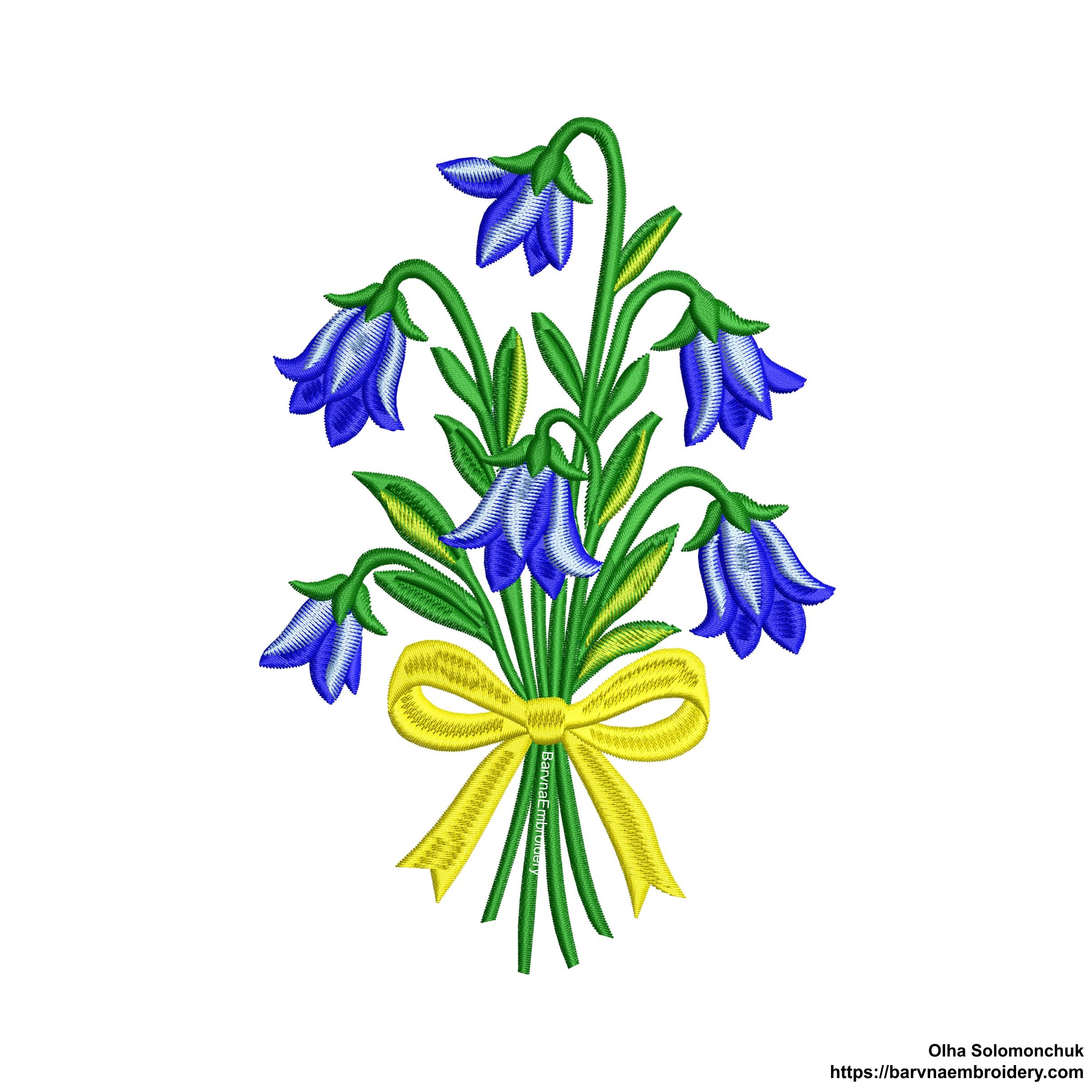 Bouquet of Bellflower Machine Embroidery Design.