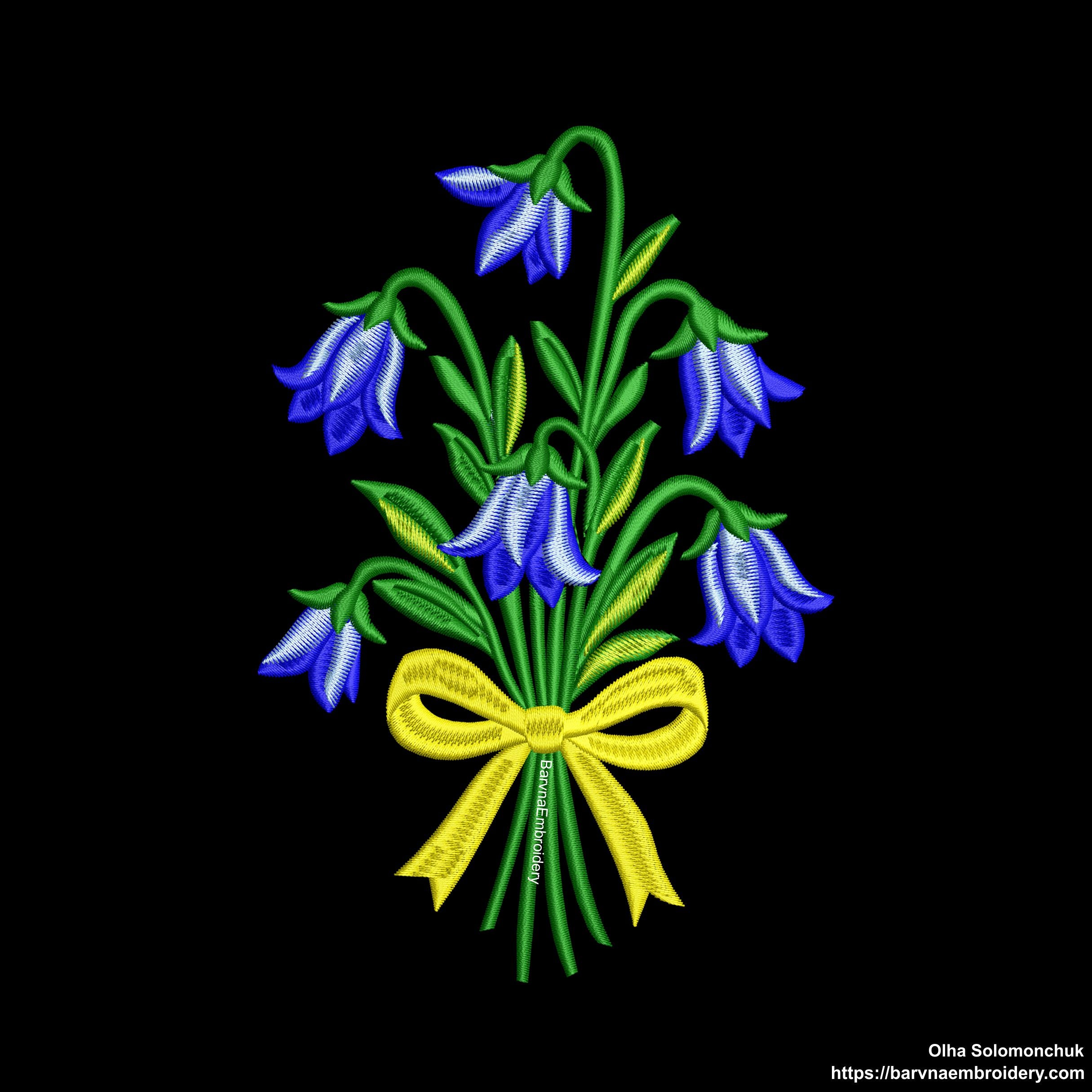 Bouquet of Bellflower Machine Embroidery Design, Flowers Embroidery File, Instant Download