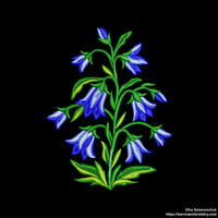This digital embroidery design features a delicate bellflower branch.