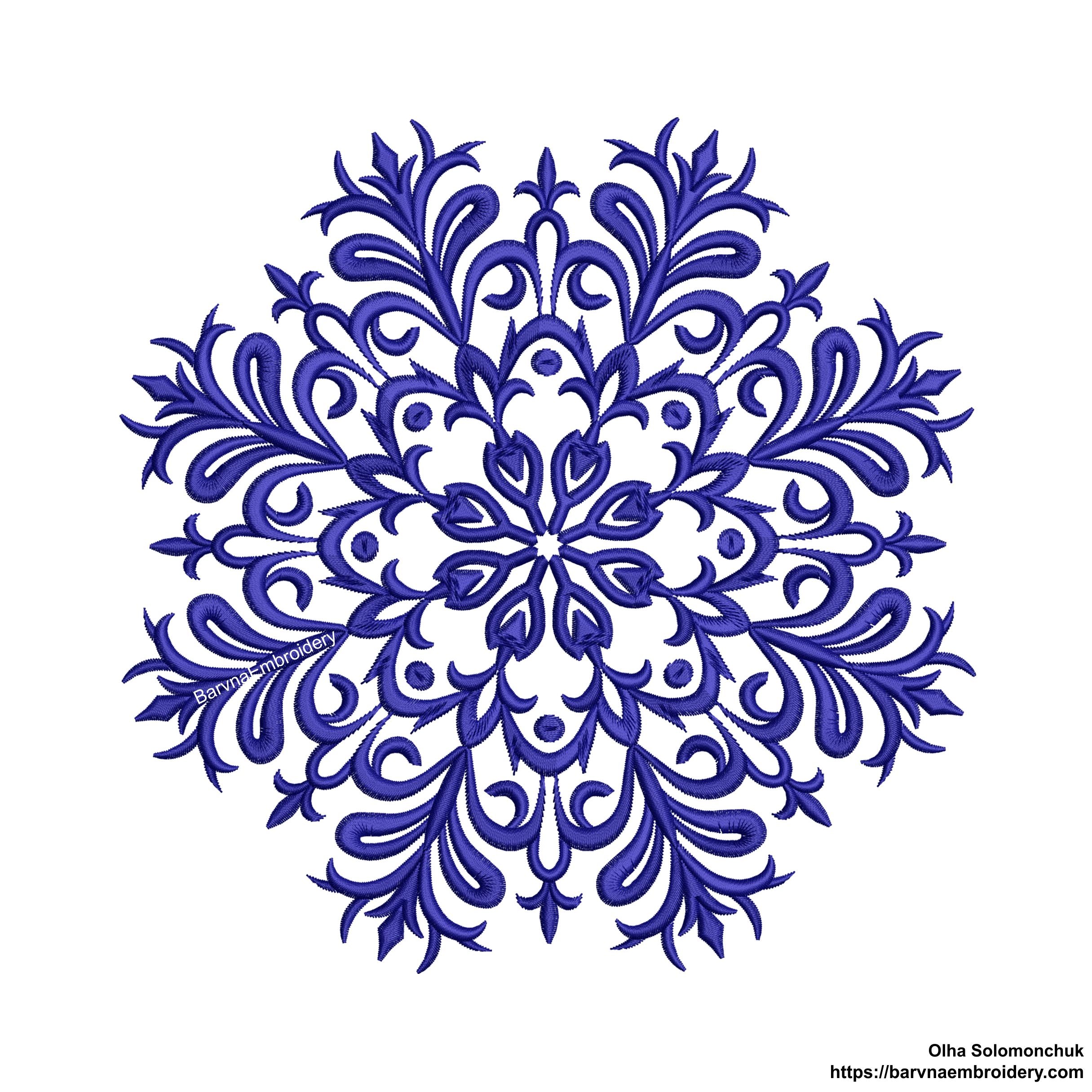 Detailed big snowflake embroidery design – single color machine embroidery file for winter and holiday projects.