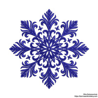 Elegant snowflake machine embroidery design – digital file for festive and winter-themed projects.
