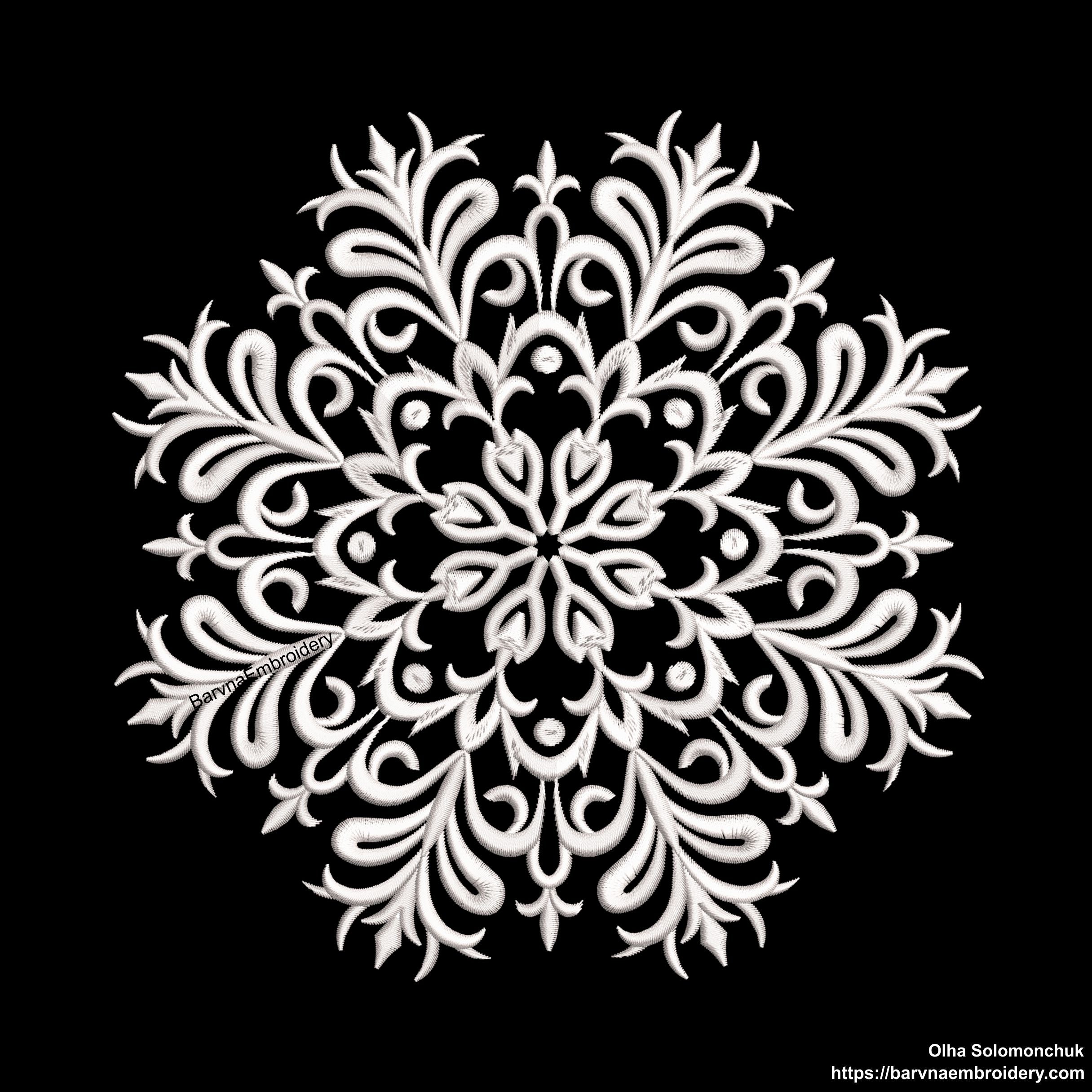 Detailed big snowflake embroidery design – single color machine embroidery file for winter and holiday projects.