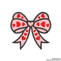 Bow Applique Machine embroidery designs, Bow with hearts embroidery files, Instant download