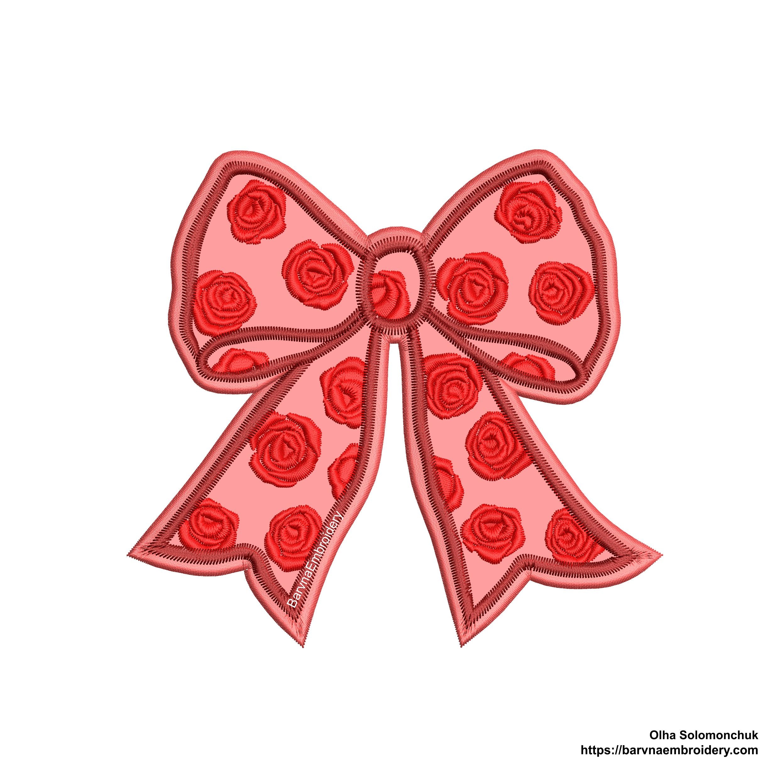 Bow Applique Machine embroidery designs, Bow with flowers embroidery files, Instant download