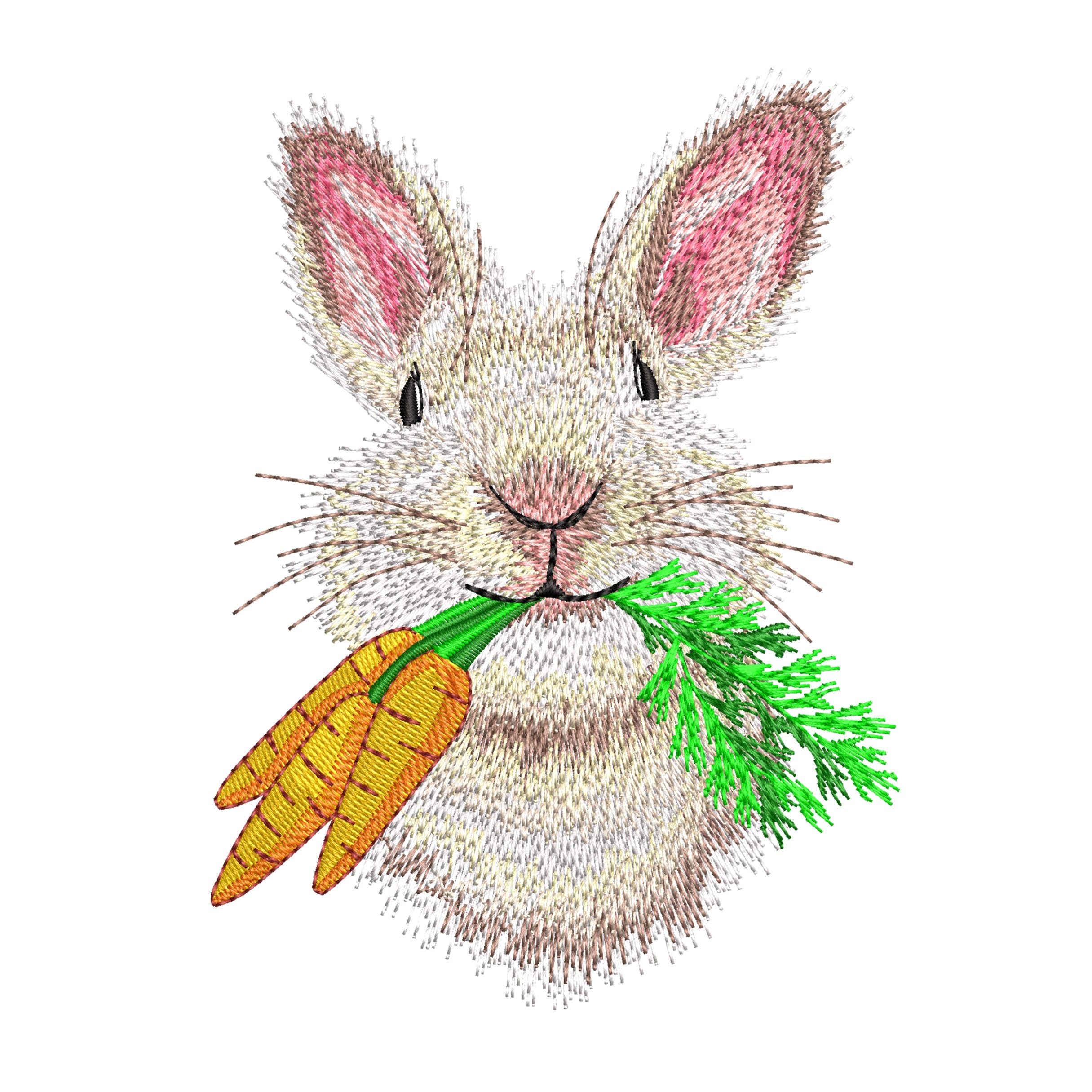 Funny Bunny With Carrot Embroidery Design