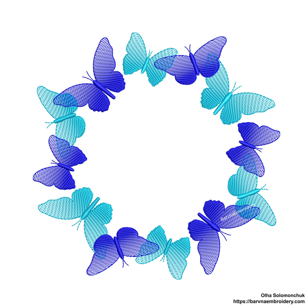 Machine embroidery designs Wreath, Butterfly wreath embroidery.