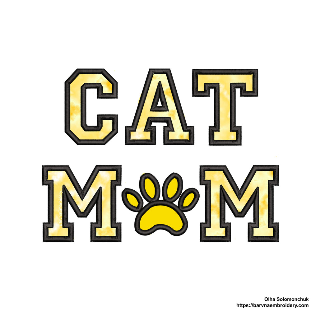 Cat Mom Applique Machine embroidery designs, Cat Mama embroidery files, Mothers day embroidery for machine, Instant download