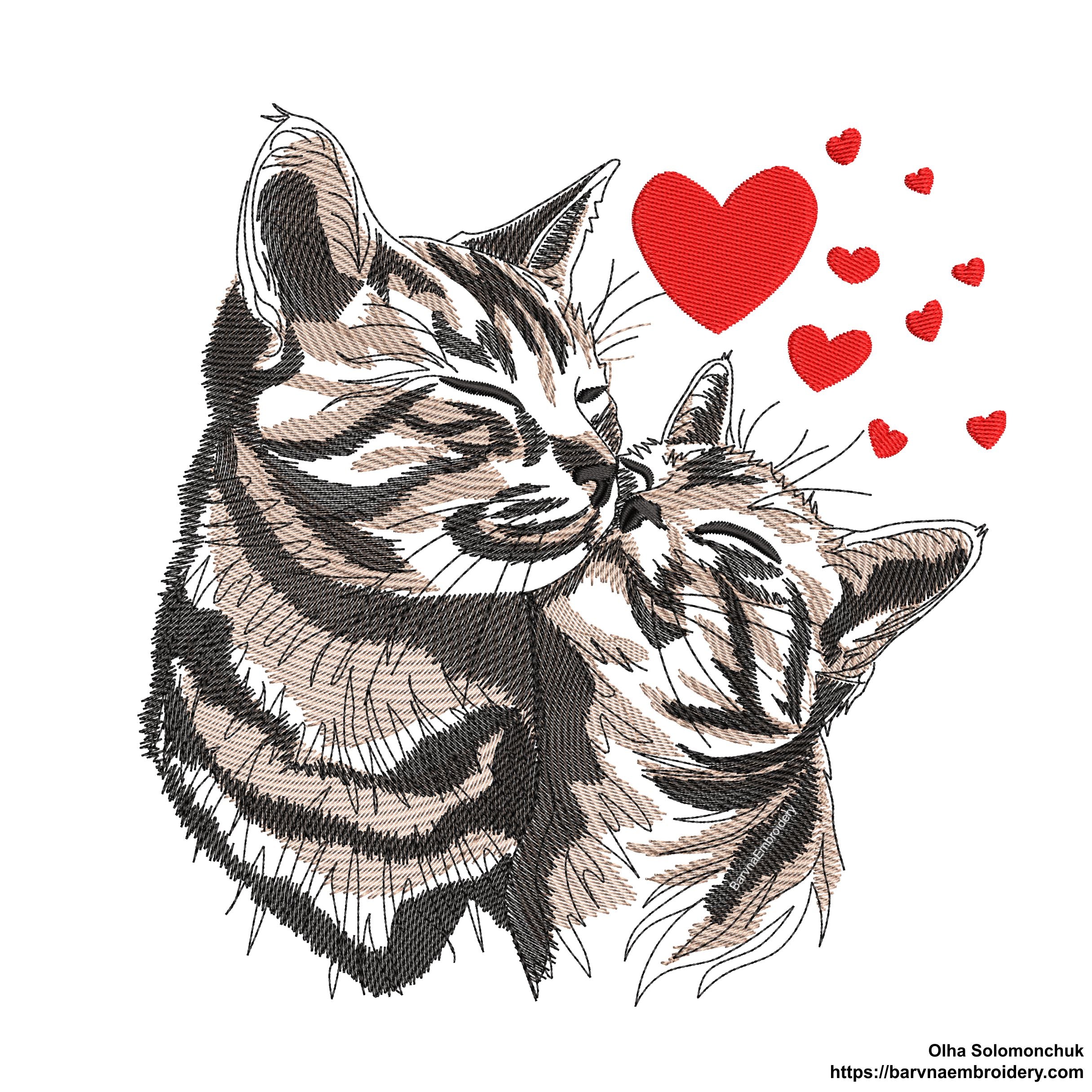 Cat embroidery designs for machine, Cats pes file, Love embroidery designs, Valentines embroidery designs, Pets embroidery files,Instant download, Digital download