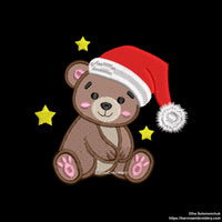 Mini Christmas Bear Machine Embroidery Designs in Santa Hat — perfect for kids, fits 4x4 hoop.