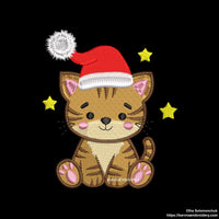 Mini Christmas Tiger Machine Embroidery Designs in Santa Hat — perfect for kids, fits 4x4 hoop.