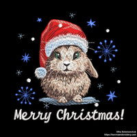 Merry Christmas Embroidery designs, Christmas rabbit embroidery files for machine