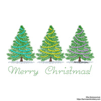 Christmas trees Machine Embroidery Design, Merry Christmas embroidery files, Instant download