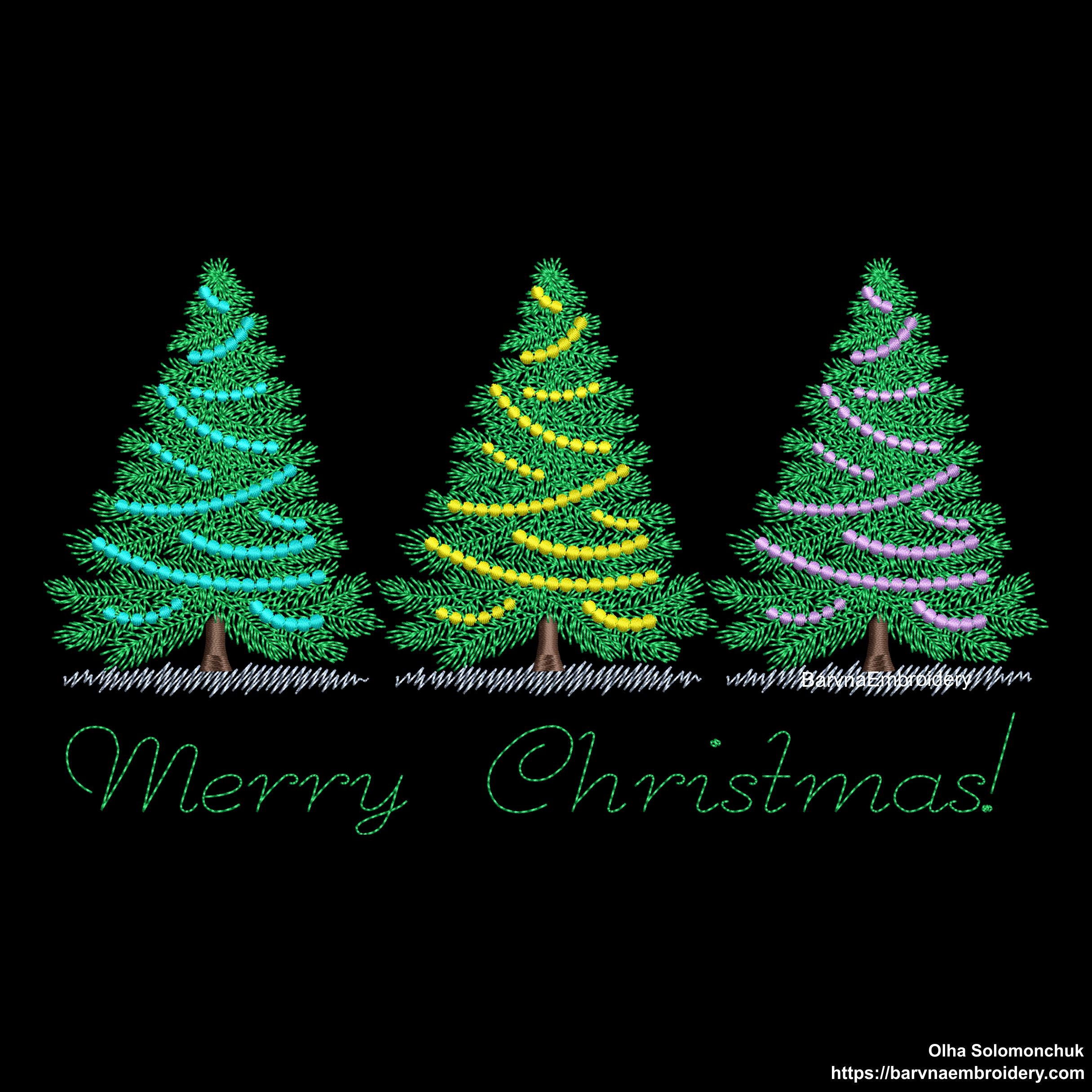 Christmas trees Machine Embroidery Design, Merry Christmas embroidery files, Instant download