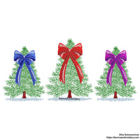 Christmas trees with Bows Machine Embroidery Design, Christmas embroidery files.