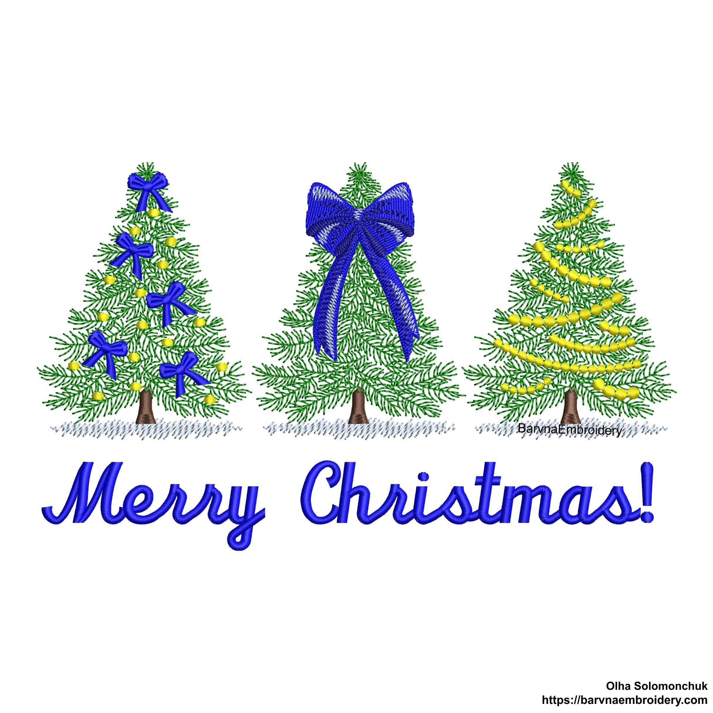 Christmas trees Machine Embroidery Design, Merry Christmas embroidery files, Instant download