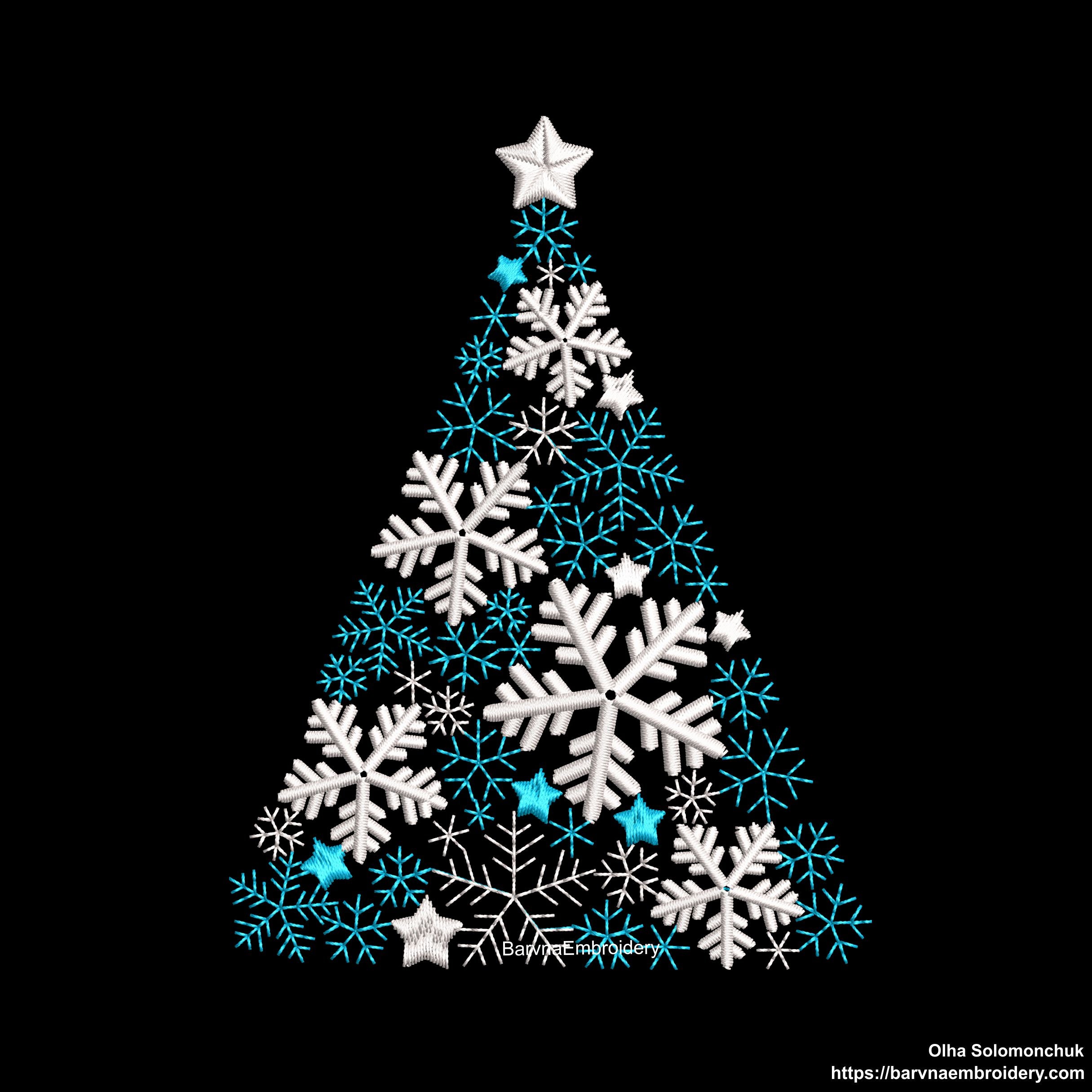 Christmas tree machine embroidery designs, Snowflakes embroidery, Instant download