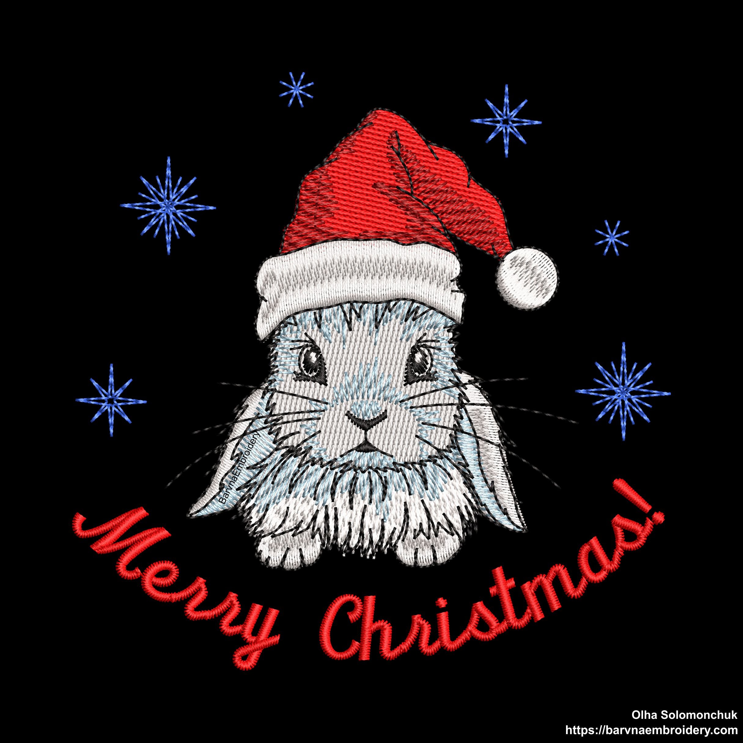 Christmas bunny embroidery files for machine, Merry Christmas embroidery.