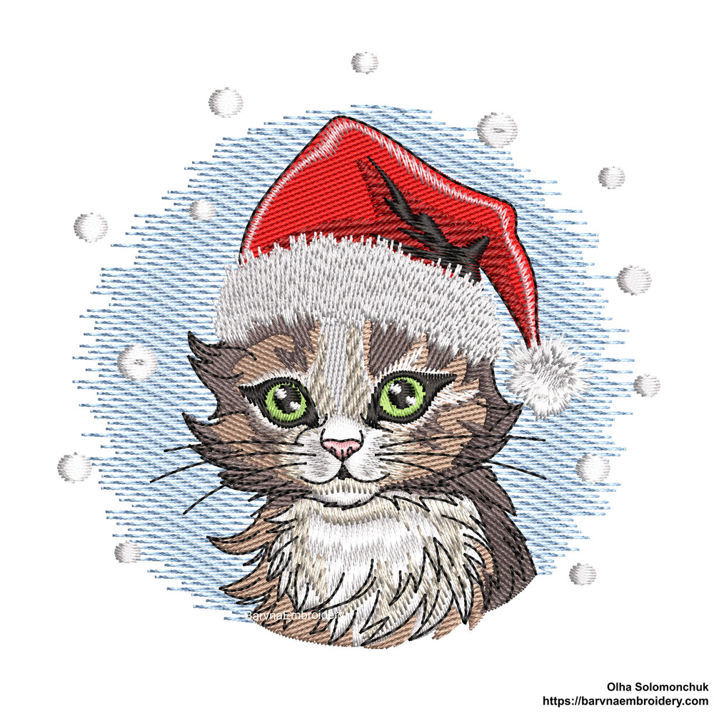 Christmas cat Machine embroidery designs, Christmas embroidery design,