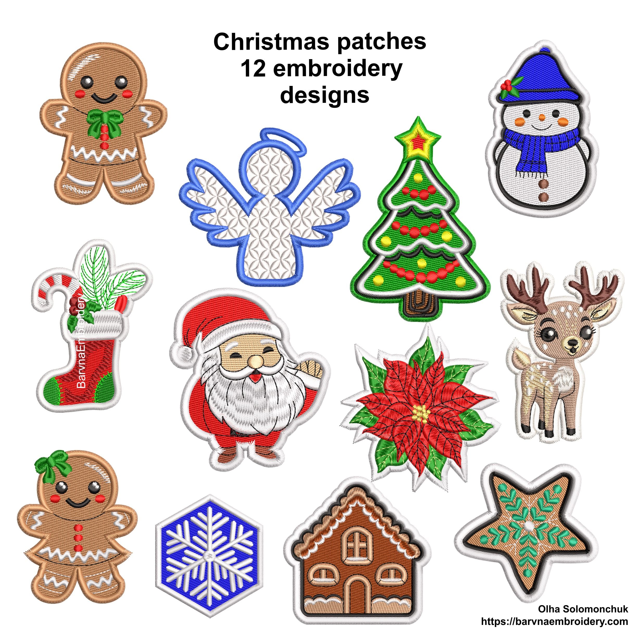 Christmas patches Embroidery Designs for machine.
