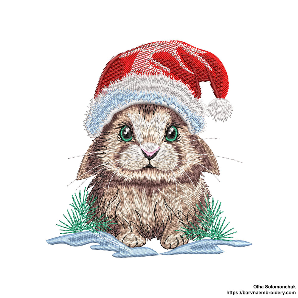 Christmas rabbit Embroidery designs, Christmas embroidery files for machine, Instant download