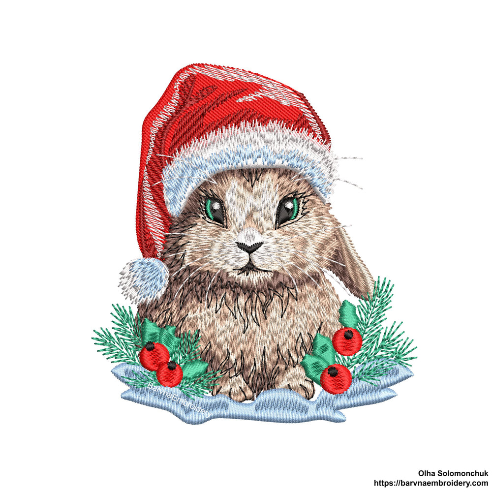 Christmas rabbit Machine Embroidery designs, Christmas embroidery files for machine, Instant download