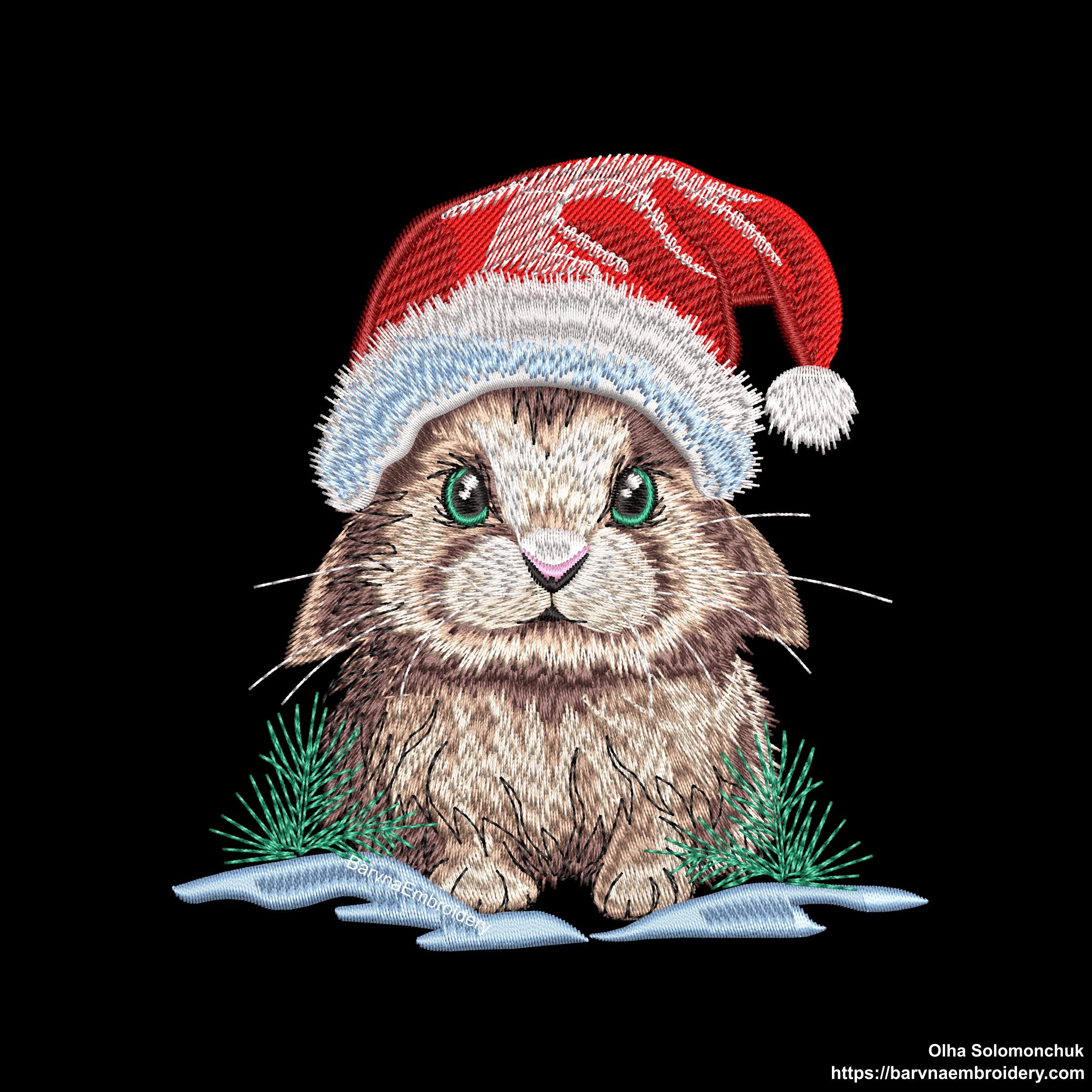 Christmas rabbit Embroidery designs, Christmas embroidery files for machine, Instant download