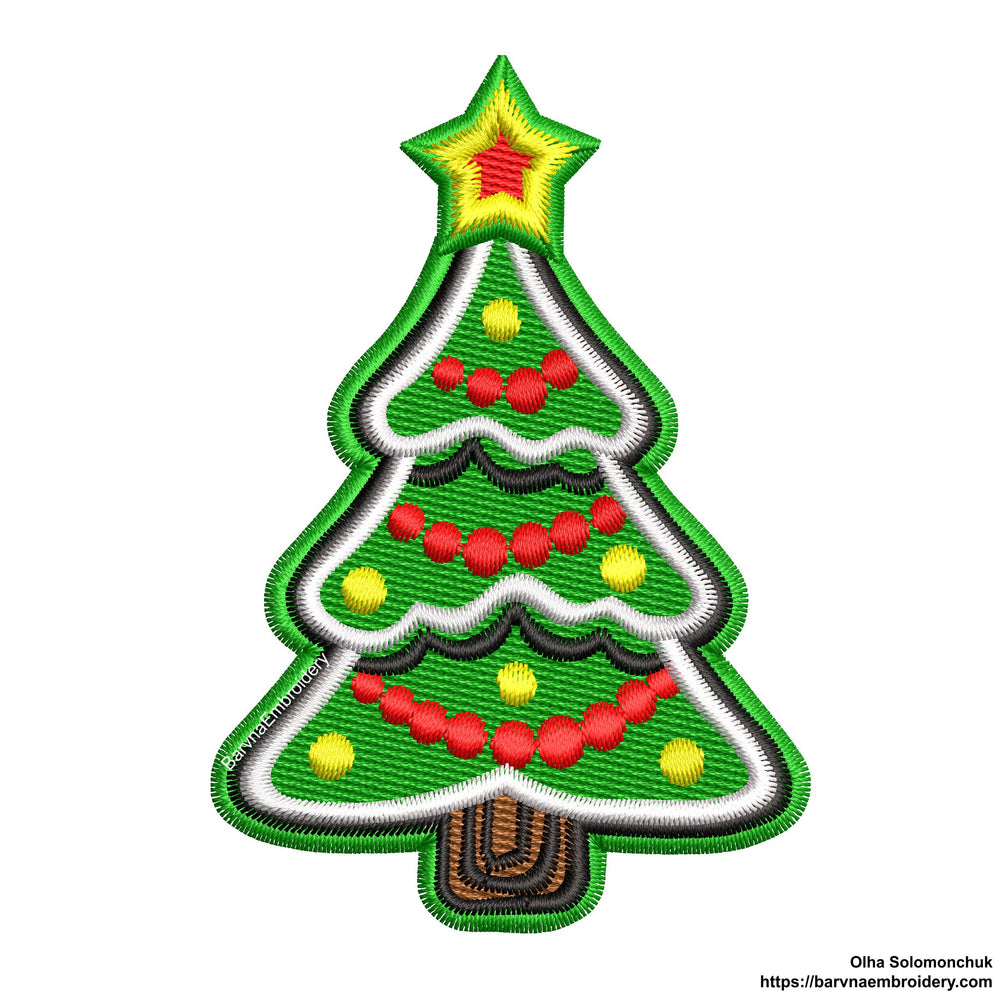 Christmas tree Patch Machine Embroidery Design, Instant download