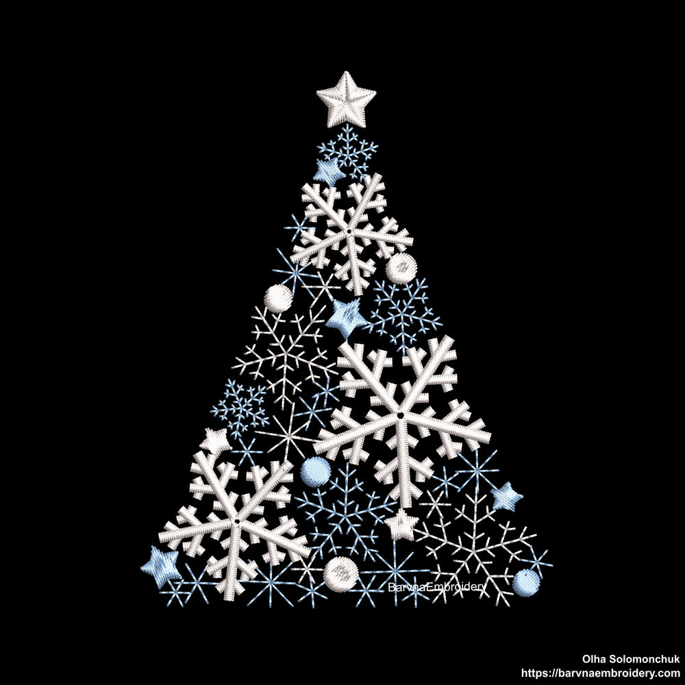 Christmas tree machine embroidery designs, Snowflakes embroidery, Instant download