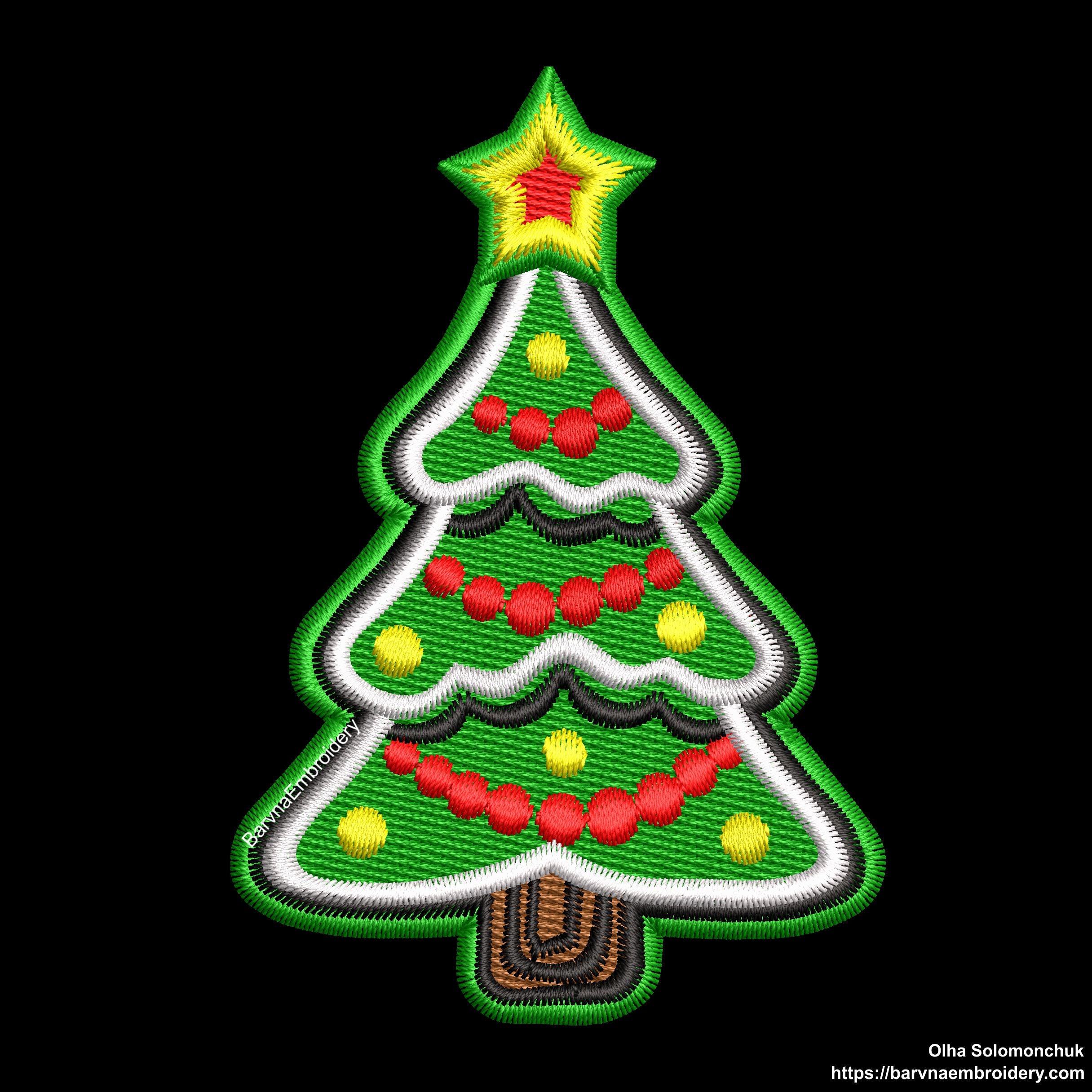 Christmas tree Patch Machine Embroidery Design, Instant download