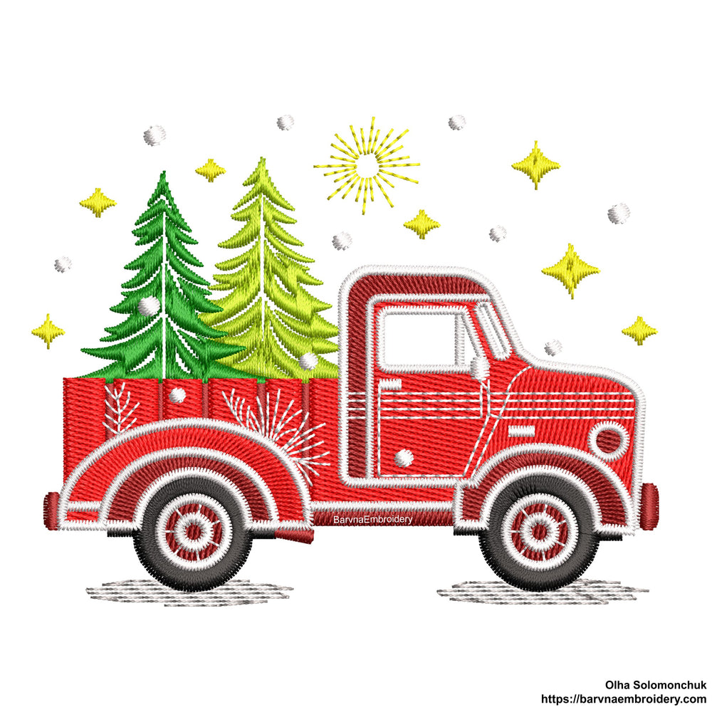 Christmas Truck Machine embroidery designs, Christmas embroidery design