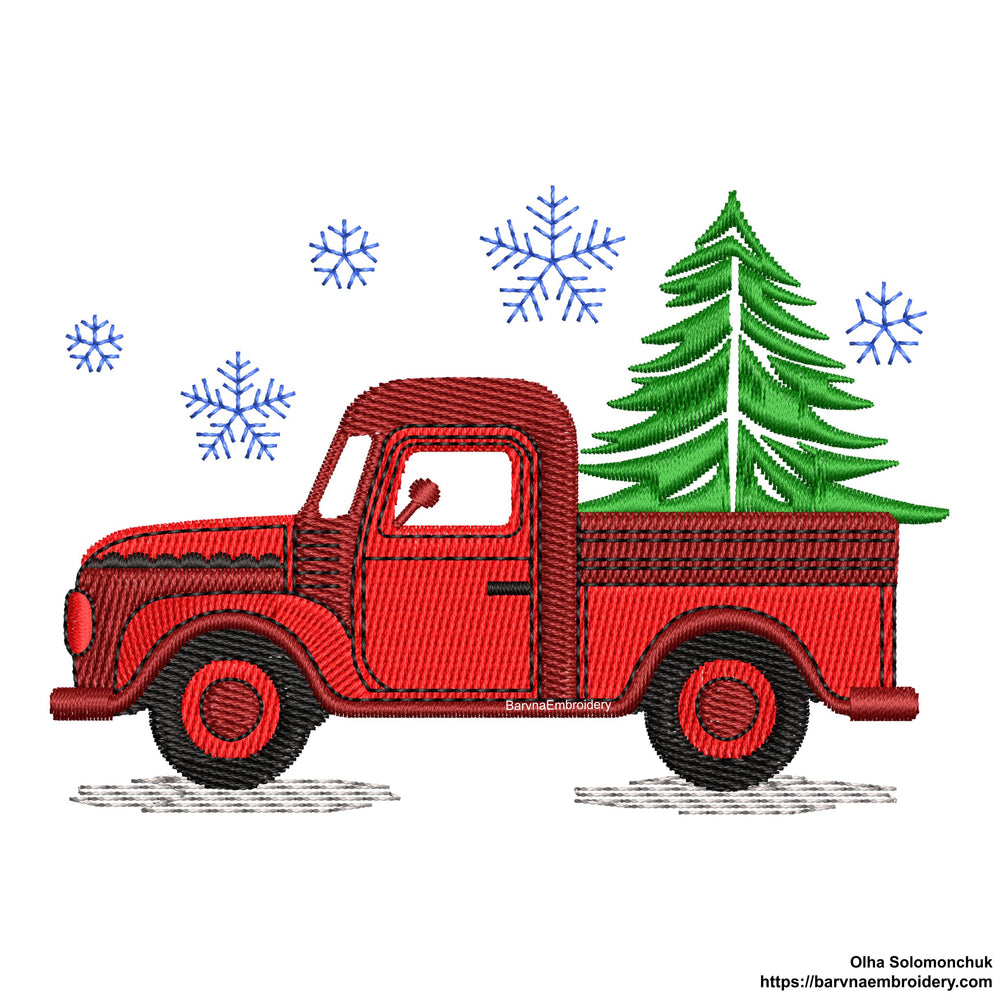 Christmas embroidery design, Christmas Truck Machine embroidery designs.