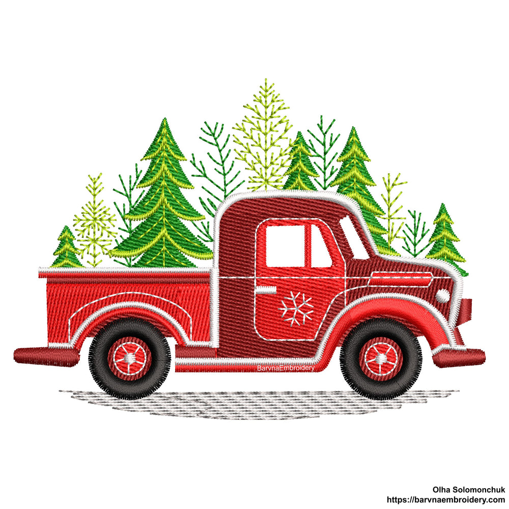 Christmas embroidery design, Christmas Truck Machine embroidery designs.