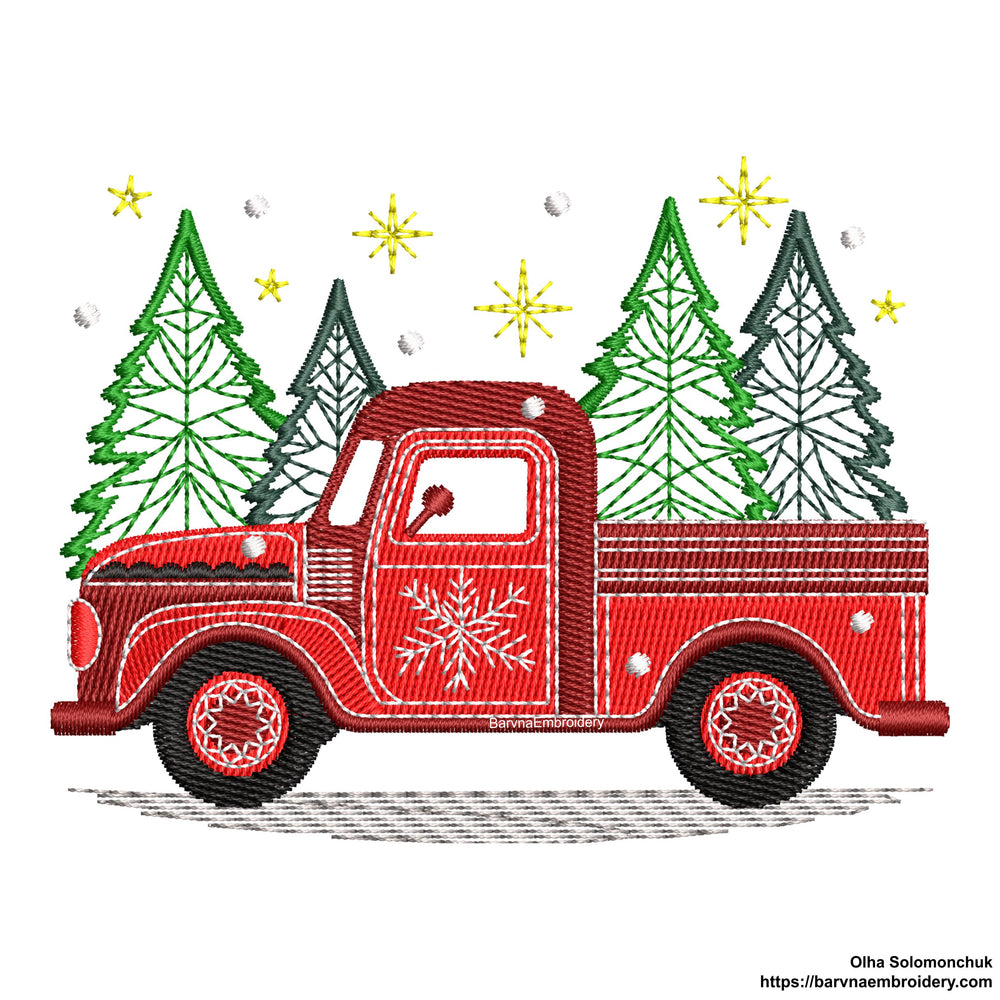 Christmas Truck Machine embroidery designs, Christmas embroidery design