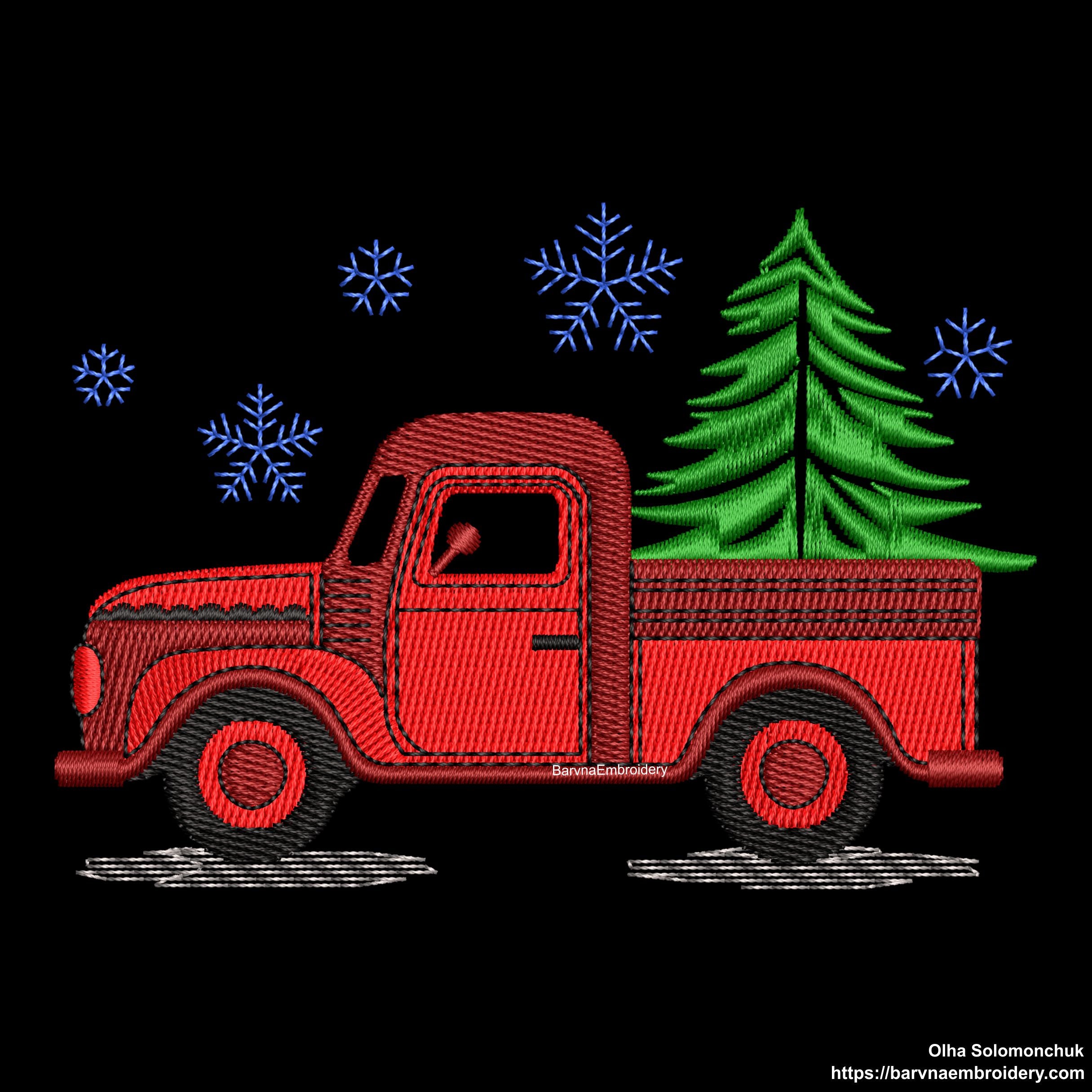 Christmas embroidery design, Christmas Truck Machine embroidery designs.