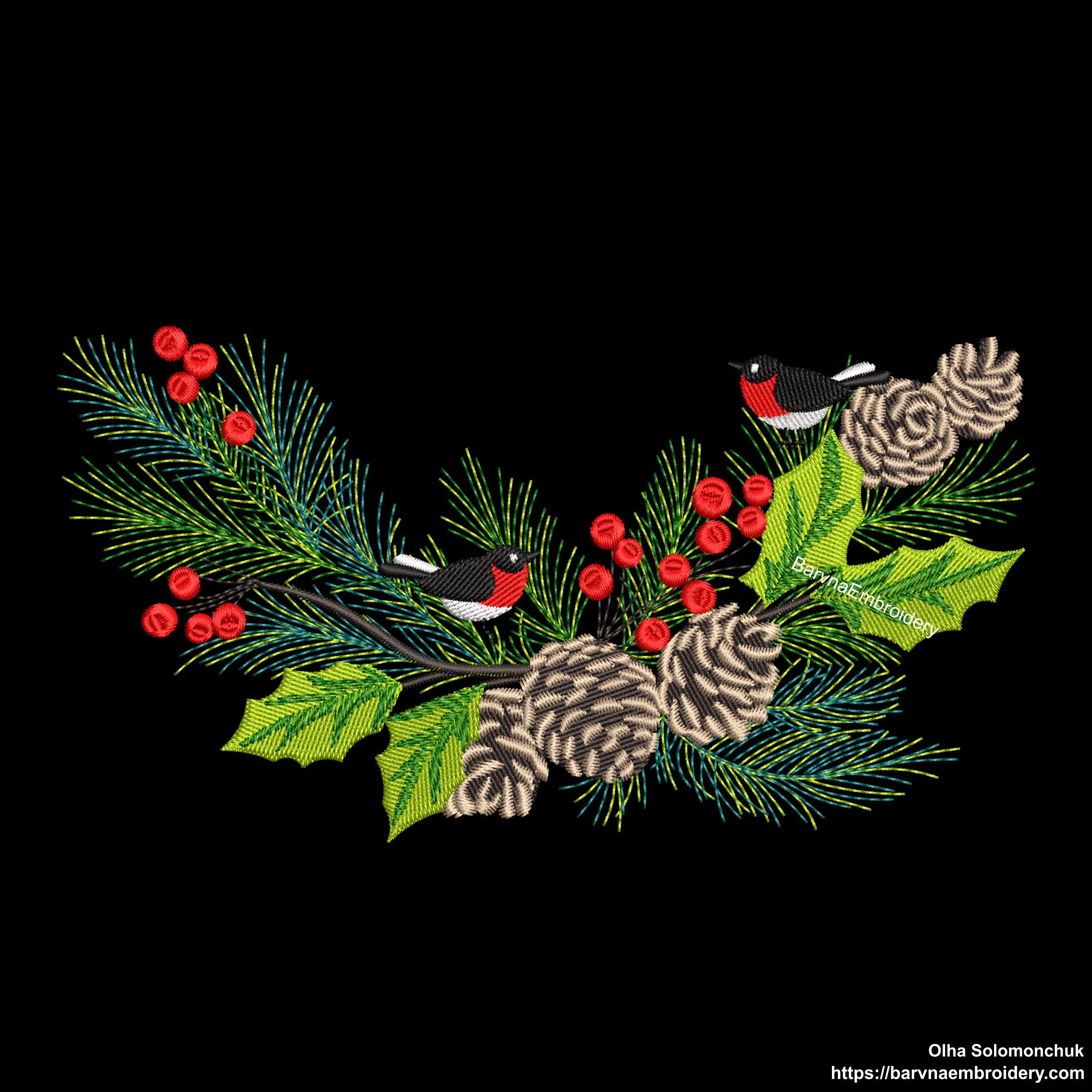 Christmas wreath Machine embroidery designs, Pine cone branch embroidery design, Instant download, Winter embroidery design, Christmas embroidery design