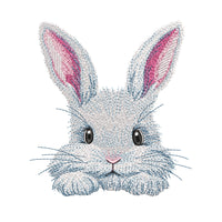 Cute bunny machine embroidery design in realistic style, rabbit face embroidery for spring and seasonal textile projects
