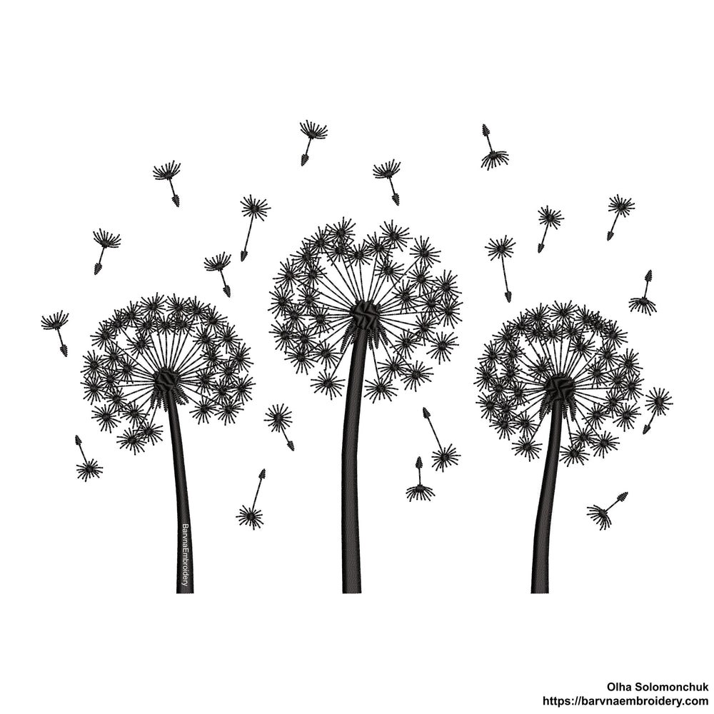 Dandelions Machine embroidery designs, Flowers Embroidery design for machine, Instant download