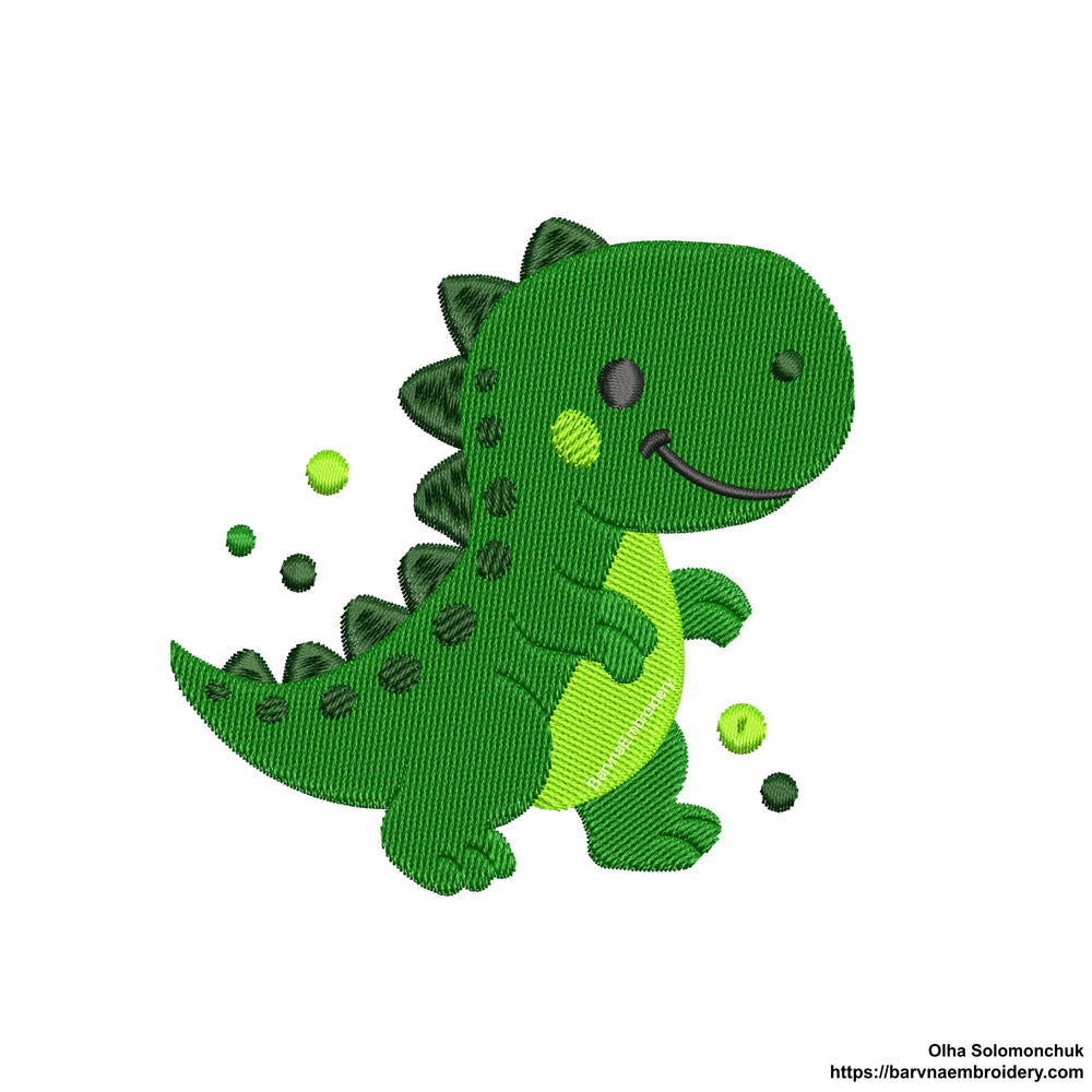 Cute dinosaur embroidery design for boys – machine embroidery file for clothes, decor, and baby gifts.