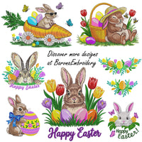 Easter Bunny Embroidery Design, Embroidery Files for Machine, Spring Pattern (Instant Download)