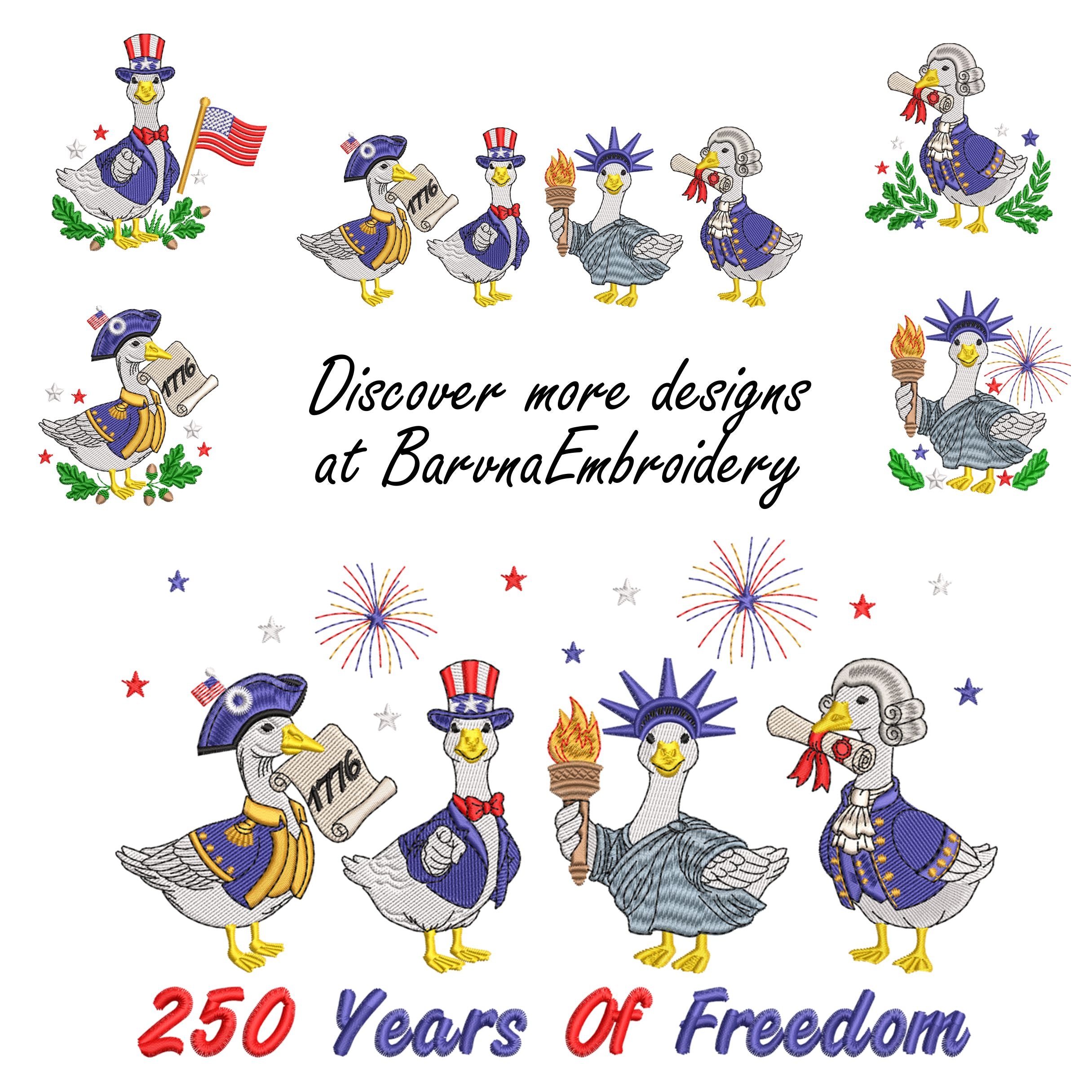 Uncle Sam Goose Embroidery Design