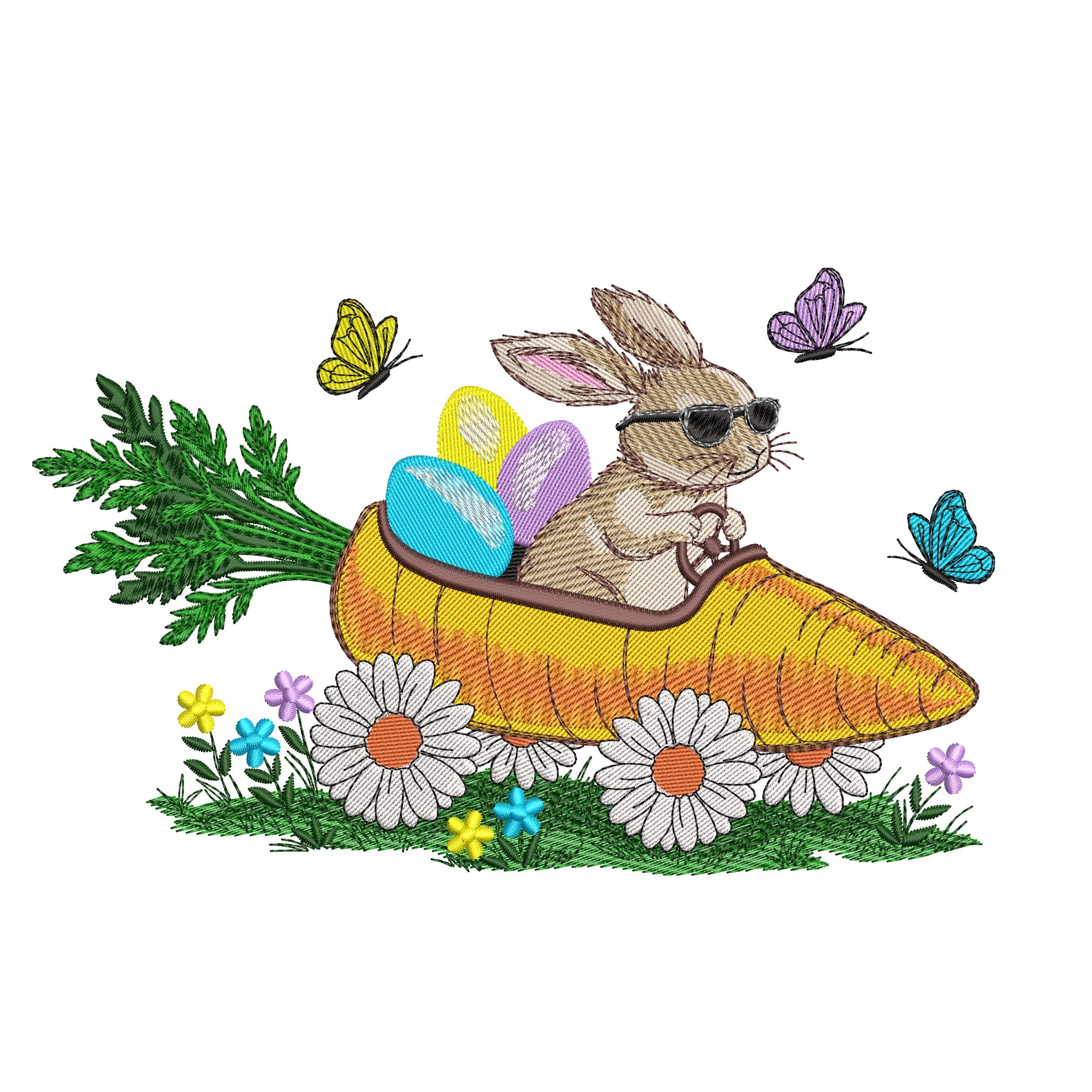 Easter bunny embroidery bundle with eight spring holiday machine embroidery designs