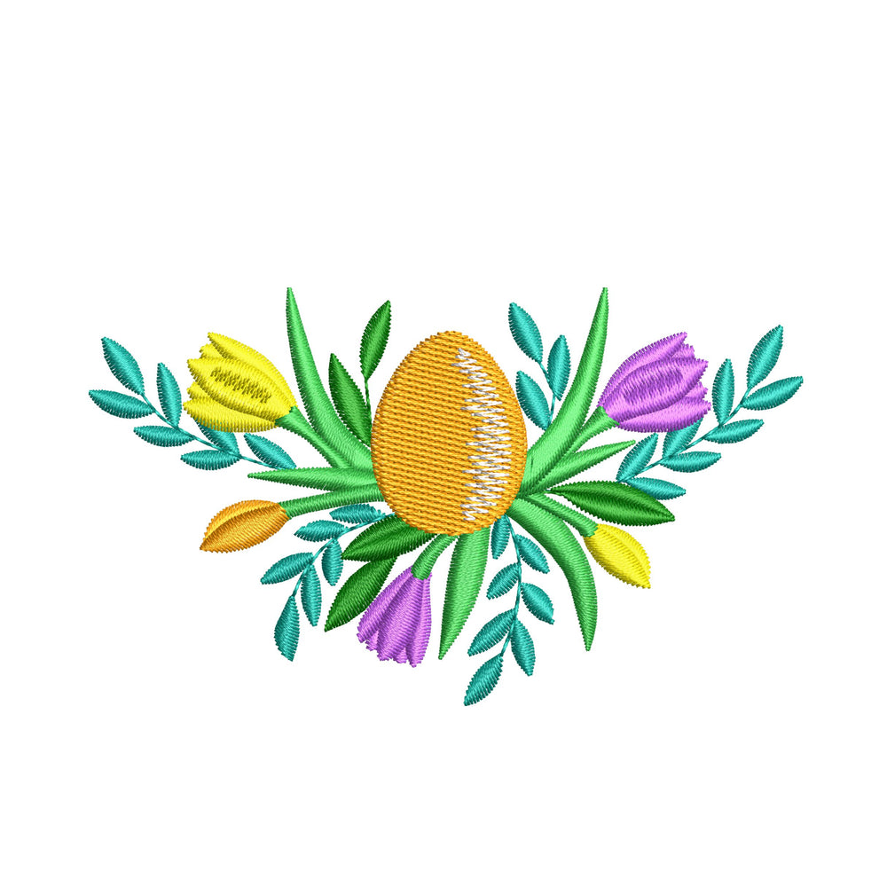 Decorative Easter eggs machine embroidery file for small towel accents and spring fabric projects