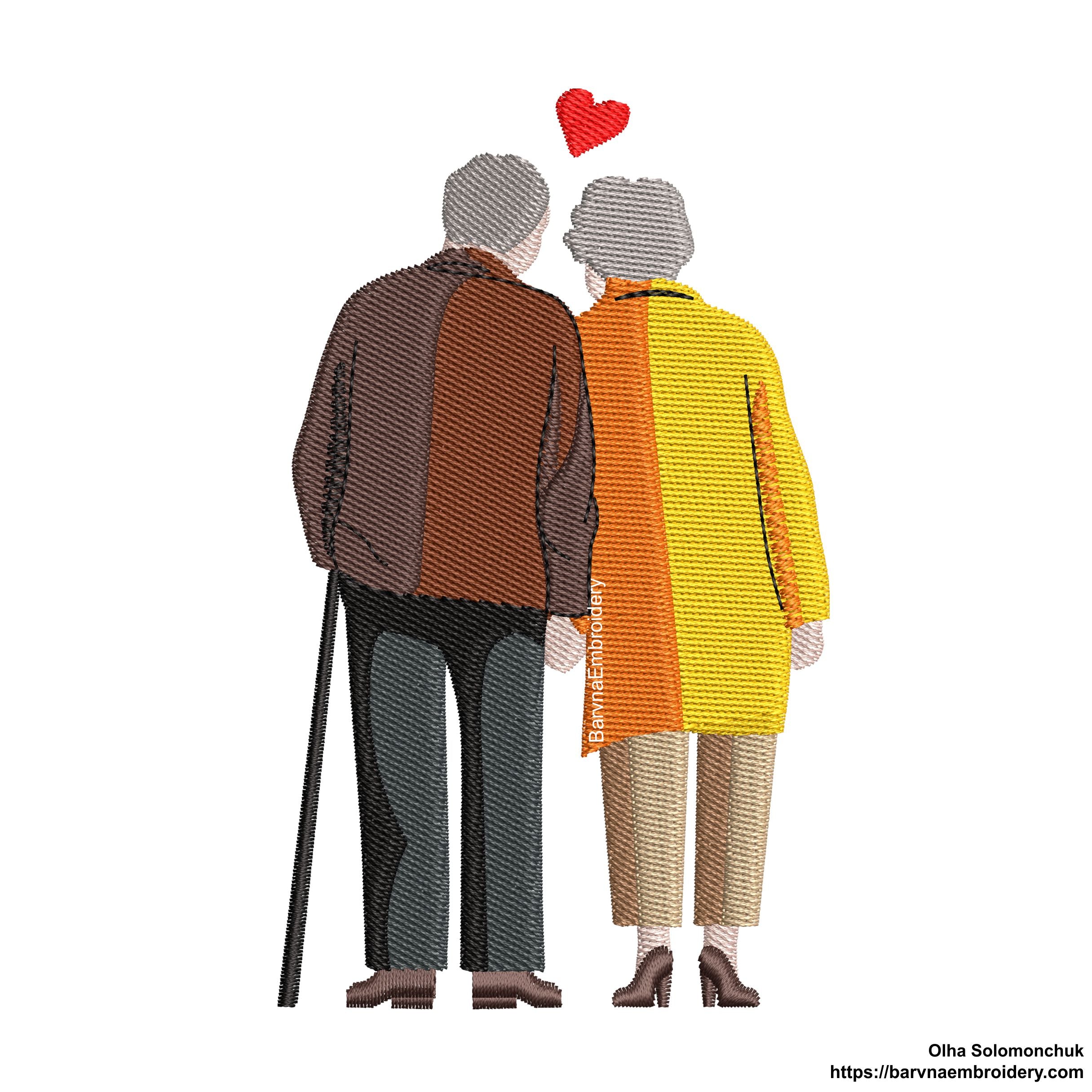 Elderly couple embroidery designs, Couple in love Machine embroidery designs, Love embroidery designs, Valentines embroidery designs for machine, Romantic embroidery designs, Instant download