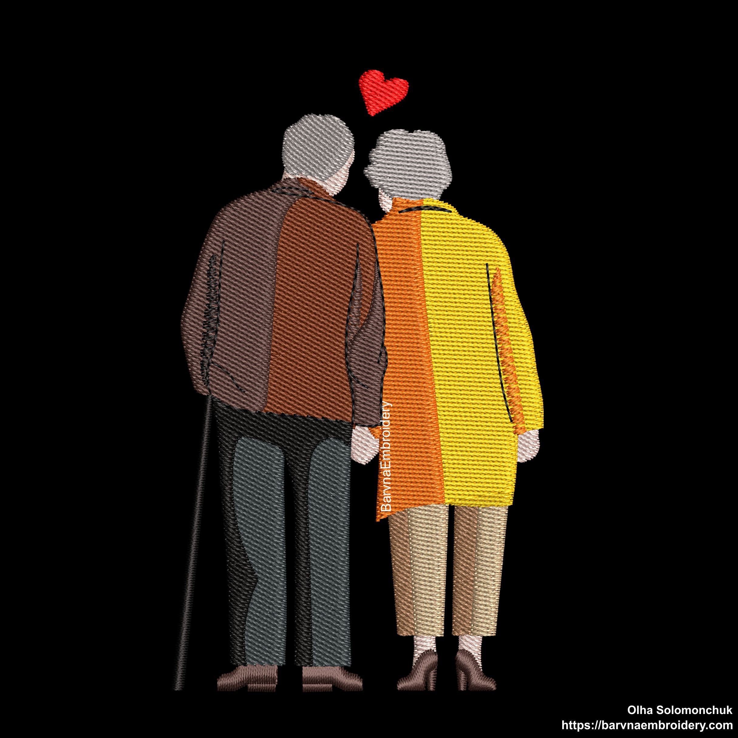 Elderly couple embroidery designs, Couple in love Machine embroidery designs, Love embroidery designs, Valentines embroidery designs for machine, Romantic embroidery designs, Instant download