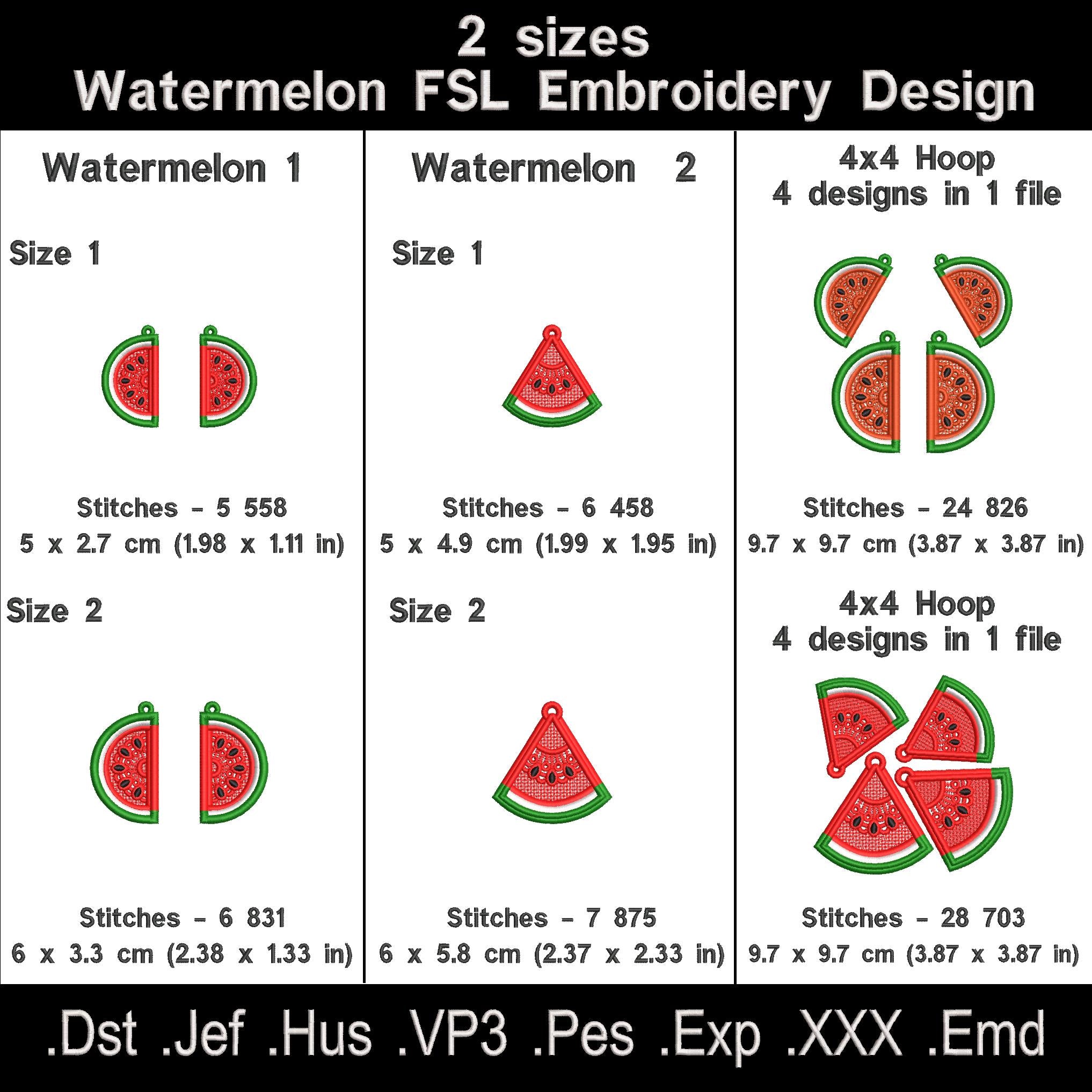 Watermelon FSL Embroidery Design