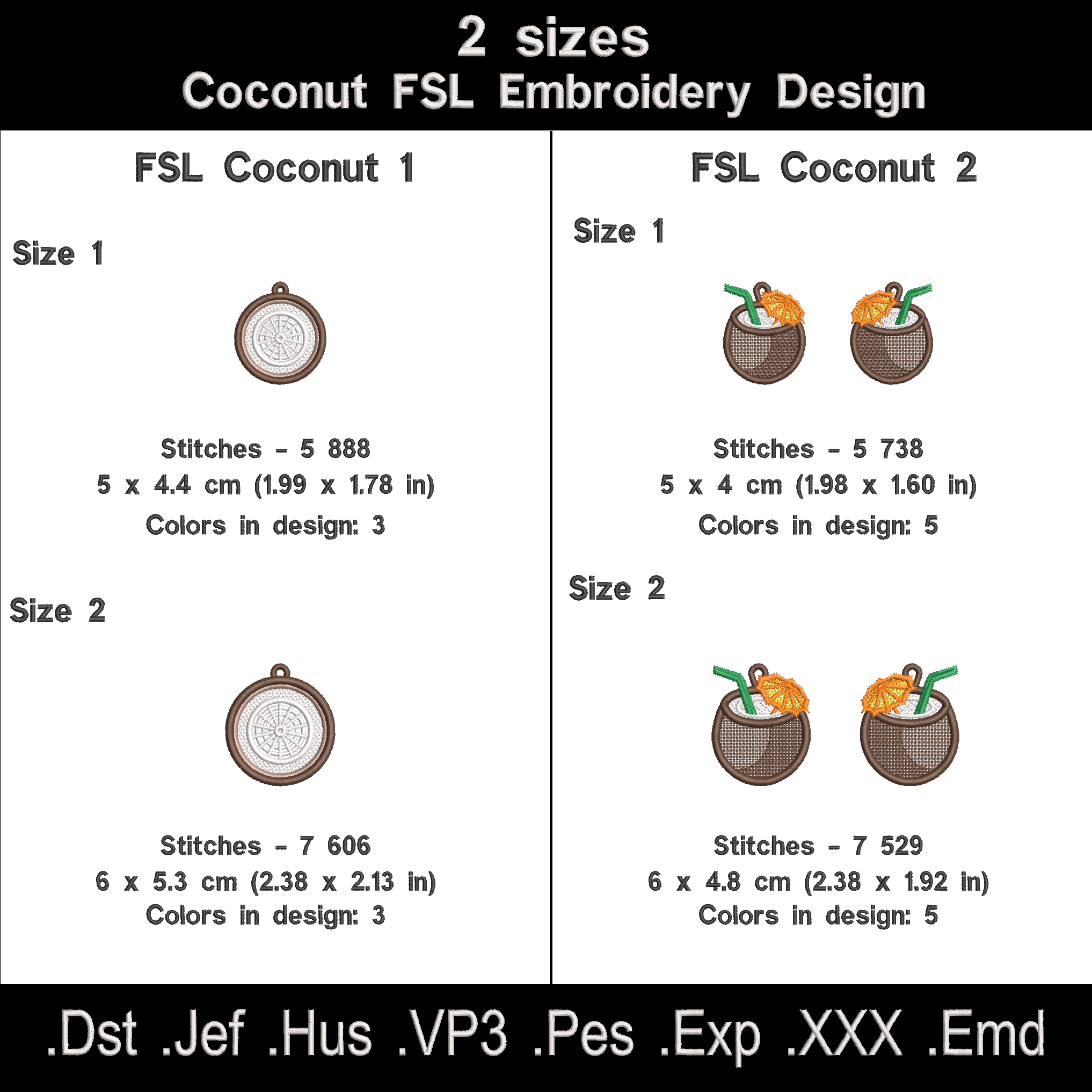 Coconut FSL Embroidery Design